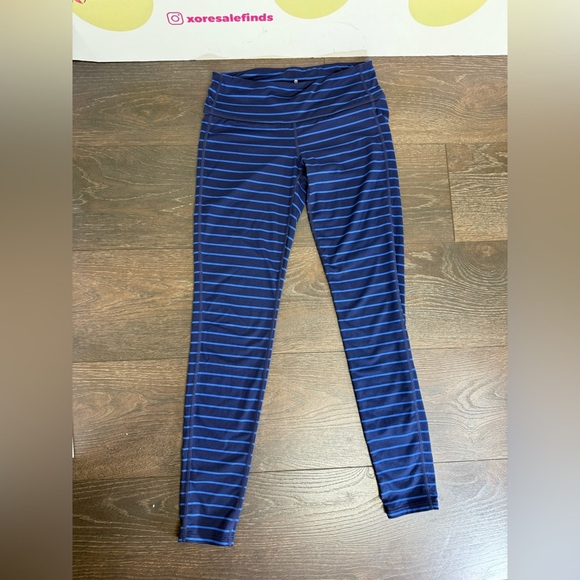 Athleta Striped Blue Leggings - Picture 1 of 4
